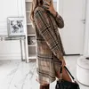 Basic Casual Dresses Casual Dresses Women Elegant Plaid Buttons Irregular Party Lady Turn-Down Collar Shirt Loose Mini Vestido 240302