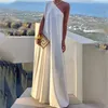 Printemps Nouveautés Robe de banquet élégante à une épaule sans manches pour femmes avec une silhouette longue et élégante disponible en couleurs unies