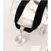 Colliers pendentifs Japon Harajuku Collier en forme de coeur Pendentif en résine avec chaîne Veet Vintage Peach Choker pour les filles 6 couleurs Drop Deli Dhwtc