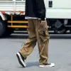 Pantaloni larghi pantaloni cargo con tasca grande pantaloni cargo kaki da uomo pantaloni hip-hop streetwear giapponesi neutri vintage larghi casual autunnali