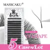 속눈썹 Masscaku 5Cases/Lot W 형태 속눈썹 확장 소모품 3D4D5D6D 미세한 볼륨 팬 속눈썹 W 스타일 속눈썹 도매 자연 메이크업