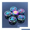 Spinning Top Spinning Top Colorf Zinc Alloy Fidget Spinner Wheels Gyro Toys Metal Bearing Rainbow Hand Spinners Focus Anti-Anxiety Toy Dhjrj