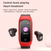 Bileklikler 2in1 Akıllı İzle Tws EarboDs True Kablosuz BT5.0 Kulaklık Fitness Spor Tracker Akıllı Bileklik Bilek Band Kalp Hızı Monitör