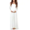 Dresses New Mother Dress One Word Collar Maternity Dress Sexy Fashion Long Sleeve Mopping Long Skirt Pregnant Women Photo Clothing