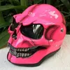 Skallskelettvisir för motorcykelhjälm cool skalle mask skelett halloween cosplay rekvisita hjälm dekoration 240223