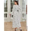 Etniska kläder 2024 Summer Kaftan Women Bohemian Print Maxi Dress Ruffles Abaya Dubai Turkiet Robe Islamic Jalabiya Muslim Caftan Vestidos