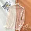 Kobiety dla kobiet Kobiety seksowna perspektywa siatki Top długi rękaw symulowany szyja Shine Rhinestone Fashion T-shirts Summer Beach Codzienne zużycie