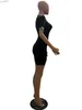 基本的なカジュアルドレスサイズドレス印刷された半袖スリムフィットラップヒップドレス240302