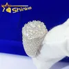 Partihandel pris baguette diamant hiphop män guld pläterad 925 sterling silver pass diamant testare lyx moissanite is ut ringen