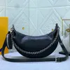 Mahina Baia half moon bag luxury designer leather microfiber lining crossbody bag Silver hardware mix chain leather handle handbag coin purse high quality