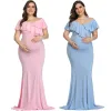드레스 새로운 출산 드레스 출산 사진 소품 플러스 크기 드레스 우아한 멋진 면화 임신 사진 촬영 여성 긴 드레스