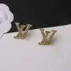 Luxus Marke Schmuck Einfache Brief Stud Ohrring Für Frauen Elegante Party Diamant Ohrringe