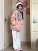 Kvinnors dike rockar Deeptown Warm Pink Zip Up Overized Short Parka Women School Student Kawaii Harajuku Loose Jacket Korean 2024 Autumn