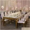 Mobilier commercial européen créatif simple mariage en acier inoxydable El banquet fête table extérieure 022 livraison directe maison jardin fourrure Dhncu