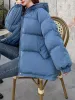 Parkas Purple Jackets for Women Coat 2023 Winter New Korean Classic Parkas Down Cotton Jacket Bekväm med huva med dragkedja kläder