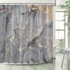 Juego de cortinas de ducha de mármol craquelado dorado gris, tela con textura de mármol creativa moderna, cortina decorativa para baño y alfombrilla de baño antideslizante 240226