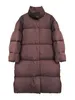 Mittellange knielange High-End-Daunenjacke für Damen, dicker Wintermantel mit großer Steppdecke