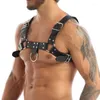 Комплекты бюстгальтеров Gay Rave Harness Мужчины Панк Готический стиль Искусственная кожа Металлическое уплотнительное кольцо Ремень Регулируемая пряжка Подтяжки Секс-игрушки для