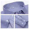 Camicia formale da uomo manica lunga S~8XL Camicie oversize da ufficio tinta unita a righe antirughe Non stirabile Camicie bianche da lavoro di moda 240228