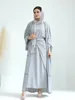 Vêtements ethniques Musulman Turquie Dubaï Abayas pour femmes Underdress Kimono Cardigan Trois pièces Costumes Kaftan Prières Robe Hijab Femme Ensembles