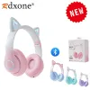 Écouteur d'écoute de casque sans fil lumière flash mignon oreilles de chat avec micro commande LED girl girl stéréo Musique de musique chronique