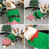 Rompers Dog Elf Costume Vest Glowing Design Light up for Christmas Holiday Festive Vest Elf Theme Costume Glowing Striped Vest
