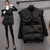 Women's Vests Waistcoats Autumn and Winter Loose Down Cotton Vest Womens Lotus Leaf Doll Collar Student Lovely Waistcoat