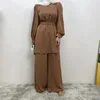 Vêtements ethniques Eid Ramadan Dubaï Abayas Femmes Turquie Robe de mode Ensembles musulmans Islam Femmes Deux pièces Ensemble Hauts et pantalons longs Femme