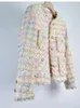 HighEnd Autunno Inverno Brand Luxury Elegante giacca in tweed di lana per le donne AllMatch Plaid Pocket Design Cappotti Donna Casacos 240226