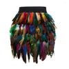 Skirts Women Sexy Feather A Line Mini Skirt Elastic Waist Party Dance Short For Raves Club DropShip