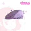 Bérets Style Ballet pour adolescents, sangle montrant le visage, petite mode brodée, chapeaux de peintre violets pour femmes, printemps automne, béret doux Lolita