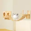 Scratchers 100cm kattbryggklättringsram rep stege med trä sisal husdjur träd hus hängmatta skrapning leksak kattmöbler vägg monterad