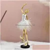 Decoratieve objecten Beeldjes Decoratieve voorwerpen Beeldjes Northouins Nordic Deluxe Schattig Balletmeisje Hars Lichaamsdanser Standbeeld Familie Dhmjg