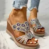 Sandals Women Platform Sandals Woman Rhinestone Cut-out Wedge Sandals Female Open Toe Non-slip Slides Shoes Lightweight Outdoor Slippers T240302