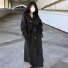 Damenwesten 2024 Y2J Weiße Kaschmirwolle Lange Wolljacke Mantel Koreanische Frauen Handgemachte Hepburn Wellpappe Wasserwellen