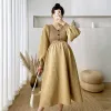 Robes automne hiver Patchwork maternité longue robe doux Chic Ins élégant vêtements amples pour les femmes enceintes vêtements de grossesse