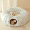 Huizen winter kat nest katten tunnel ronde pluche warm huisdier nest opvouwbare kat tunnel nest hond kennel