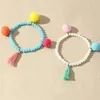 Bracelets de charme à la mode résine géométrique femmes perles ethniques cristal couleur bonbon ampoule gland bijoux extensibles pour les filles