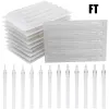 Punte New White Chiaramente 50PCS 5/7/9/11F Punte lunghe per tatuaggio Dimensioni piatte Punte lunghe in plastica usa e getta per tatuaggio Tubo ugello per forniture per tatuaggi