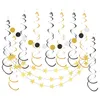 Party Decoration 14pcs Set 27 5inch Gold Aluminium Foil Hanging Swirls 13ft Paper Card Banner Ceiling Decorations