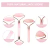 Płupki 6in1 Narzędzia do pielęgnacji skóry Jade Rose Rose Quartz Kamień naturalny Gua Sha Sha Massager Zestaw do czyszczenia twarzy