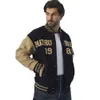 Fabricação personalizada de letras pretas bordadas masculinas do time do colégio jaquetas bomber de alta qualidade elegantes roupas de moda adolescente 84