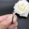 Pierścienie klastra AU585 0,33ct okrągłe cięcie D VVS1 MOSSANITE Wedding Połącz Solid 14K Białe Złotne Pierścień dla kobiet Tampled R043