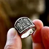 Antika gümüş numarası 32 derece masonik müre mason yod halkalar paslanmaz çelik retro retro kardeş mason İskoç ayin yüzüğü Eagle kanatları ile erkek mücevherleri aşağı