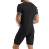 Hommes pyjamas sous-vêtements justaucorps combinaison mâle à manches courtes avant fermeture éclair élastique doux Boxer slips body maillots de bain 240227