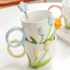 Tasses faciles à nettoyer, ne se décolore pas, tasse en porcelaine, tulipe, poignée confortable, motif Durable, boisson en céramique de haute qualité