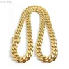 Pendanthalsband 316L Rostfria smycken 18K Guldpläterad polerad Miami Cuban Link Halsband Punk 15mm Curb Chain Double Safety Clasp 18inch-30inch 240302