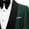Костюмы Cenne Des Graoom, новинка 2023 года, роскошные свадебные костюмы для мужчин, блестящий бархатный пиджак с лацканами, черный и зеленый пиджак, жилет и брюки, 3 шт., вечерние костюмы для жениха
