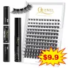 Cílios Quewel Lashes Kit 144 Clusters Cílios DIY Lash Extensões com Lash Bond e Seal Lash Cola Removedor de Longa Duração Frete Grátis