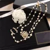 Autumn and winter sweater chain C Designer Necklace for lady Pearl Chains Brand Gold Crystal Luxury Jewelry Cclies Women Long chain 722